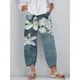 CLOOCL-Pantalon rétro pour femme poches décontractées imprimé fleuri fjMagnolia design fendu