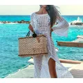 Robe de plage longue en crochet pour femmes tunique d'été cover-up pour bikini caftan vacances