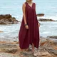 Robe de plage décontractée pour femmes poches latérales dos à lacets grand ourlet robe