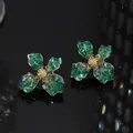 Boucles d'oreilles fleur Everver incrustées à la main en cristal vert pour femmes bijoux de mode