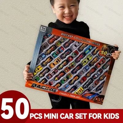 Mini voiture jouet pour enfant 50 pièces 1:50 kit de voiture coulissante alliage métallique