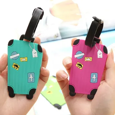 Étiquettes à bagages portables en silicone accessoires de voyage pour sacs style dessin animé pour