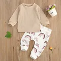 Ensemble haut à manches longues et pantalon sarouel imprimé arc-en-ciel pour bébé tenue mignonne