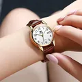 OLEVS – montre à Quartz pour femmes classique bracelet en cuir marron avec fonction de Date