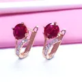 Boucles d'oreilles rubis incrustées d'or violet pour femmes haute qualité plaqué or rose 14