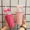 Bouteille d'eau en paille pour filles tasse à eau décor nœud papillon bouteille à boire en