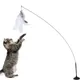 Interactive Cat Feather Toys with Suction Cup and Bell Handheld Teaser Wand Toy for Kitty Kitten