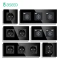 BSEED-Prises murales standard UE prises simples injustes doubles prises à cadre noir panneau en