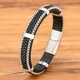 XQSettlement-Bracelet en cuir en acier inoxydable pour hommes bracelets à breloques accessoires de
