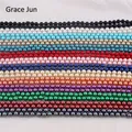 Grace Jaguar-Long collier de perles de verre simulées pour femme collier fait main 14 couleurs