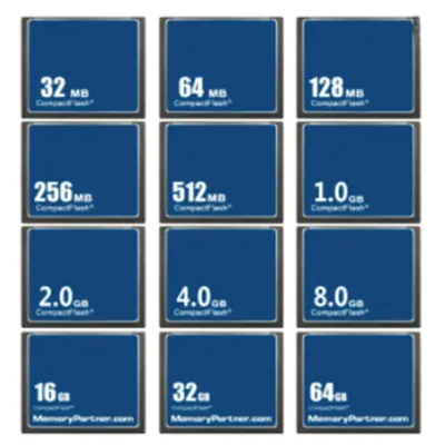 Carte mémoire CF Compact Flash d'occasion vente en gros pas cher 32 Mo 64 Mo 128 Mo 256 Mo