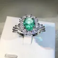 Paraiba-Bague en diamant vert à haute teneur en carbone sertissage de griffe de luxe bijoux de