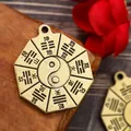 Porte-clés de taille en laiton Taoïsme pour hommes pendentif de diagrammes de Bagua amulette