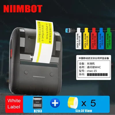 Niimbot-Imprimante d'étiquettes thermiques B203 plus 5 rouleaux de papier portable déterminer