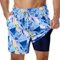 SURFToxic Z-Maillot de bain 2 en 1 avec doublure de compression pour homme séchage rapide short de