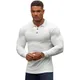 Polo à manches longues pour homme classique blanc côtelé slim élastique respirant sport mode