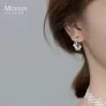 Modian-Boucles d'oreilles créoles en argent regardé 100% pour femme breloque circulaire perle