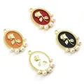 Leon's Day Rose Flower Enamel Charms Round Gold Document Metal Vintage Necklace PmotDIY Executive