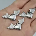 WZNB-Breloques coeurs ailes d'ange en acier inoxydable pendentif pour bijoux bracelet fait main