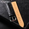 REMZEIM – bracelet de montre en cuir véritable marron noir cuir de veau accessoires de montre 18