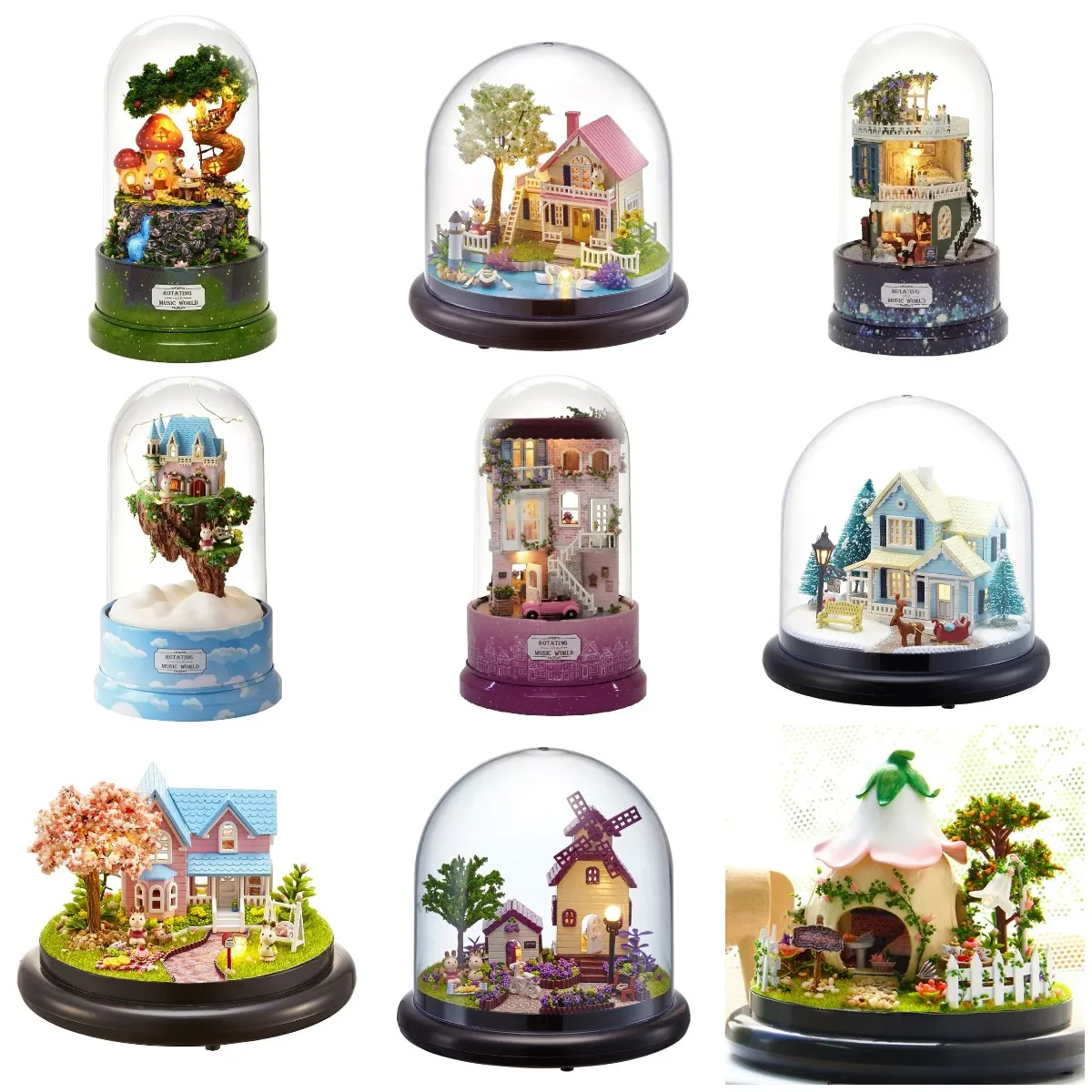 Analyste miniatures de maison de beurre en bois bricolage avec meubles, villa de princesse, boule de verre assemblée, maison de courses, jouets pour filles, cadeaux