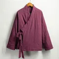 Manteau matelassé en lin de style chinois pour hommes vestes chaudes pardessus décontracté