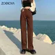 ZOENOVA – Jean à jambes larges pour femme vêtement décontracté coupe droite Denim Simple mode