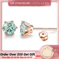 Boucles d'oreilles à tige Moissanite colorée pour femme plaqué or rose 18 carats diamant créé en