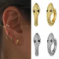 Petites boucles d'oreilles créoles à breloque punk pour femmes bijoux animaux or argent rond