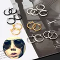 Boucles d'oreilles simples mode coréenne 4 pièces Clip d'oreille anneau de nez sans Piercing pour