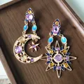 Boucles d'oreilles bohème en cristal pour femmes bijoux de fête vintage lune étoiles goutte