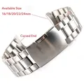 Bracelet en acier inoxydable noir et argent pour homme extrémité incurvée 16mm 18mm 20mm 22mm