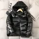 Doudoune Courte à Capuche pour Femme Parka Brillante Imperméable 2024 Duvet de Canard Blanc