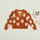 Cardigan en Tricot à Manches sulfet Col en V pour Fille de 0 à 6 Ans Pull Boutonné à Imprimé Floral