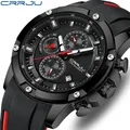 CRRJU – montre de luxe en cuir pour hommes style militaire mode chronographe Date étanche à