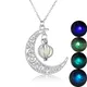 Collier en forme de lune qui brille dans la nuit médaillon flottant chaînes à pendentif cadeau de