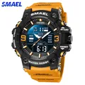 SAMEL – montre-bracelet de Sport pour hommes double affichage de l'heure Orange chronomètre