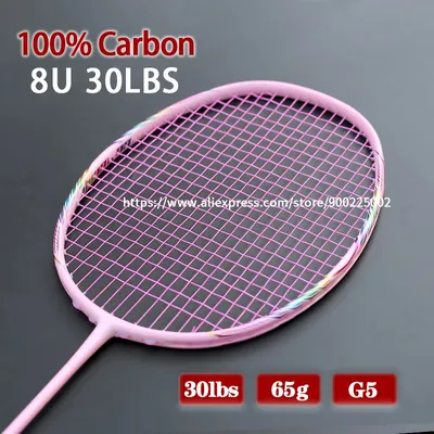 Raquettes de Badminton en Fiber de carbone 8U 65G Super légères rose entraînement professionnel