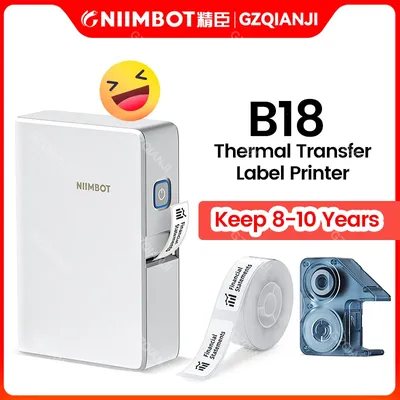 NIIMBOT – imprimante d'étiquettes Portable B18 Machine de poche à transfert thermique ruban noir