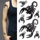Autocollants de tatouage 3D imperméables faux noir poison scorpion mâle main dos