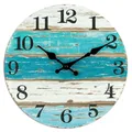 Horloge murale bleue sur le thème de la plage à piles silencieuse sans tic-tac maison cuisine