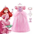 Robe de bal princesse Ariel pour filles tenue de luxe Costume de carnaval Cosplay rose