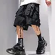 Short cargo d'été pour hommes jogging noir poche rubans mode japonaise streetwear hip hop