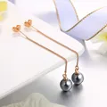 Boucles d'oreilles pour femmes Imitation perle noire couleur or Rose goutte d'eau bijoux de fête