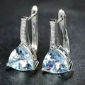 Boucles d'oreilles à tige en argent 925 en forme de coeur de charbon bleu pour femmes et filles