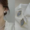 POPACC-Boucles d'Oreilles Vintage en Métal Bleu et Blanc pour Femme Pendentif de Personnalité à la