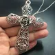 Collier pendentif grande croix pour femme rétro mode foi religieuse breloque fleur croix bijoux