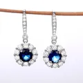 Huretailers-Boucles d'oreilles pendantes en zircone cubique pour femmes bleu marine exquis