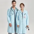 Manteau de laboratoire bleu pour femmes et hommes antistatique extensible double silhouette