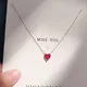 Collier ras du cou en forme de cœur en cristal rouge plaqué argent exquis pour femme bijoux fins de